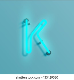 Realistic neon character typeset, vector