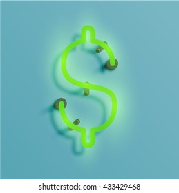 Realistic neon character typeset, vector