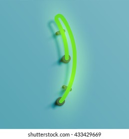 Realistic neon character typeset, vector