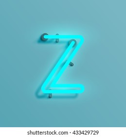 Realistic neon character typeset, vector