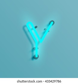 Realistic neon character typeset, vector