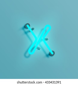 Realistic neon character typeset, vector
