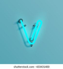Realistic neon character typeset, vector