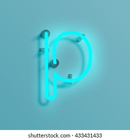 Realistic neon character typeset, vector