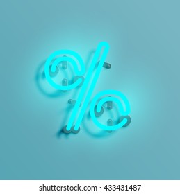 Realistic neon character typeset, vector