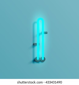 Realistic neon character typeset, vector