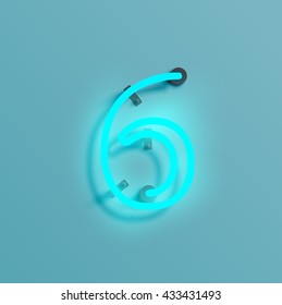 Realistic neon character typeset, vector