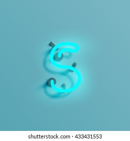 Realistic neon character typeset, vector