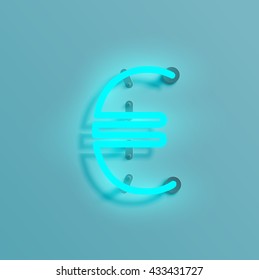 Realistic neon character typeset, vector