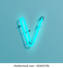 Realistic neon character typeset, vector