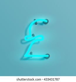 Realistic neon character typeset, vector