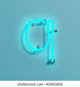 Realistic neon character typeset, vector