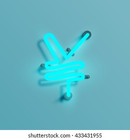 Realistic neon character typeset, vector