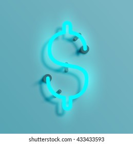 Realistic neon character typeset, vector