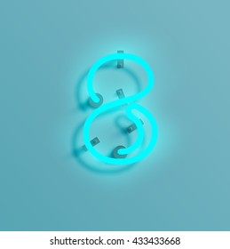 Realistic neon character typeset, vector