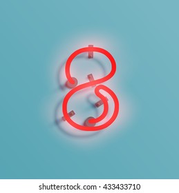 Realistic neon character typeset, vector