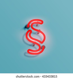 Realistic neon character typeset, vector