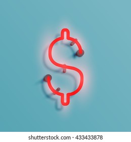 Realistic neon character typeset, vector