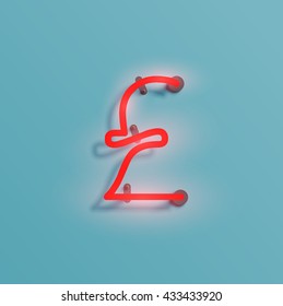 Realistic neon character typeset, vector