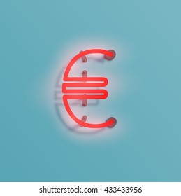 Realistic neon character typeset, vector