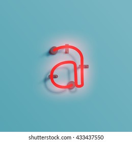 Realistic neon character typeset, vector