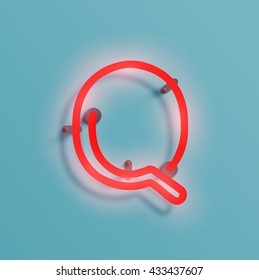 Realistic neon character typeset, vector