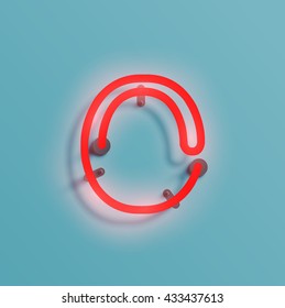 Realistic neon character typeset, vector