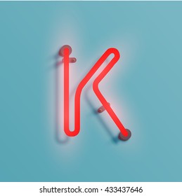 Realistic neon character typeset, vector