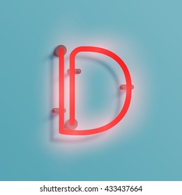 Realistic neon character typeset, vector