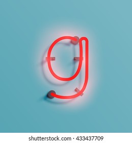 Realistic neon character typeset, vector