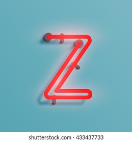 Realistic neon character typeset, vector