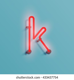 Realistic neon character typeset, vector