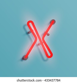 Realistic neon character typeset, vector