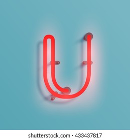 Realistic neon character typeset, vector