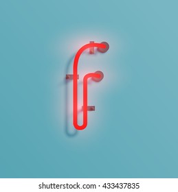 Realistic neon character typeset, vector