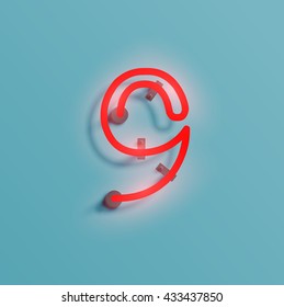 Realistic neon character typeset, vector