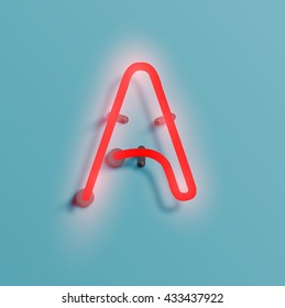 Realistic neon character typeset, vector