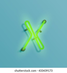 Realistic neon character typeset, vector