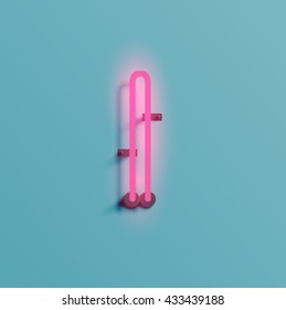 Realistic neon character typeset, vector