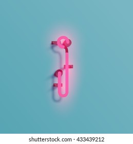 Realistic neon character typeset, vector