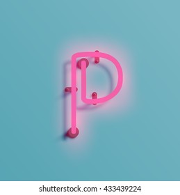 Realistic neon character typeset, vector