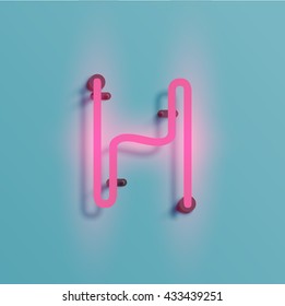 Realistic neon character typeset, vector
