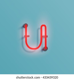 Realistic neon character typeset, vector