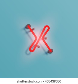 Realistic neon character typeset, vector