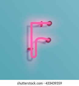 Realistic neon character typeset, vector