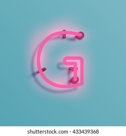 Realistic neon character typeset, vector