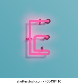 Realistic neon character typeset, vector