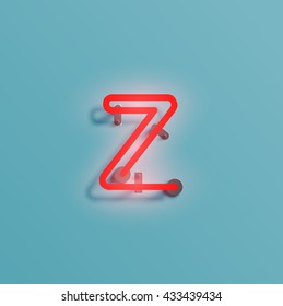 Realistic neon character typeset, vector