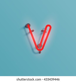 Realistic neon character typeset, vector