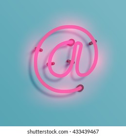 Realistic neon character typeset, vector